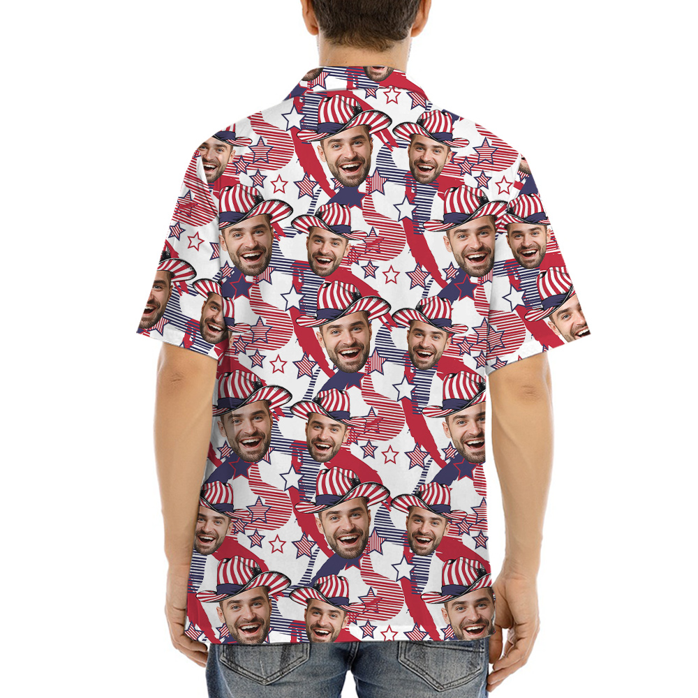 Custom Face Patriot American Cowboy Hat Hawaiian Shirt