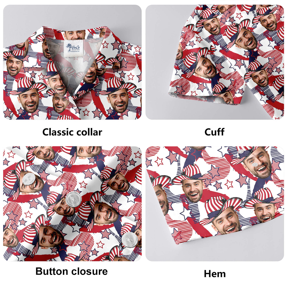 Custom Face Patriot American Cowboy Hat Hawaiian Shirt