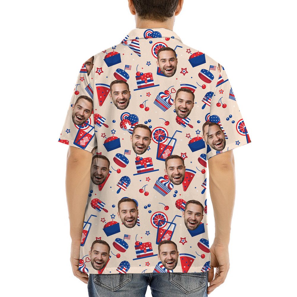 Happy Independence Day Snacks Custom Face Aloha Shirt