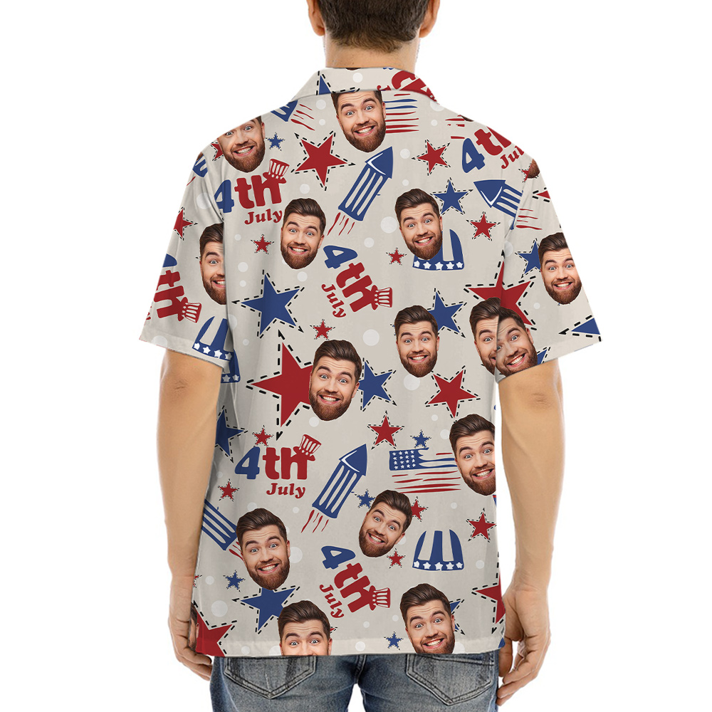4th Of July American Stars Custom Face Hawaiian Shirt