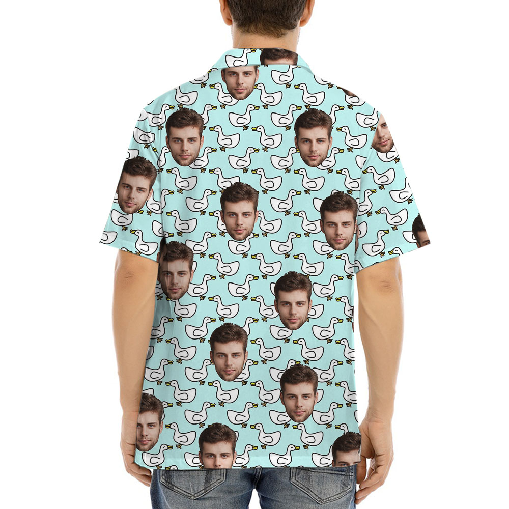 Custom Faces White Duck Hawaiian Shirt For Men