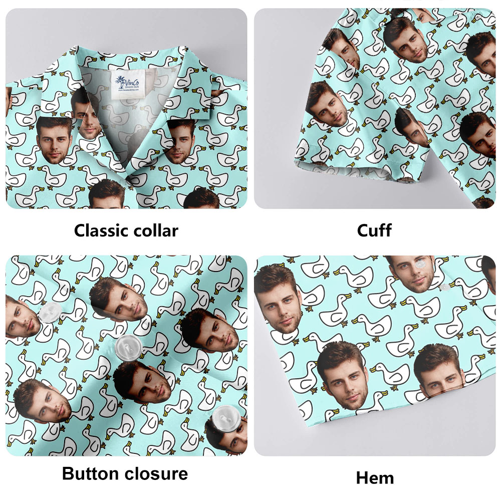 Custom Faces White Duck Hawaiian Shirt For Men
