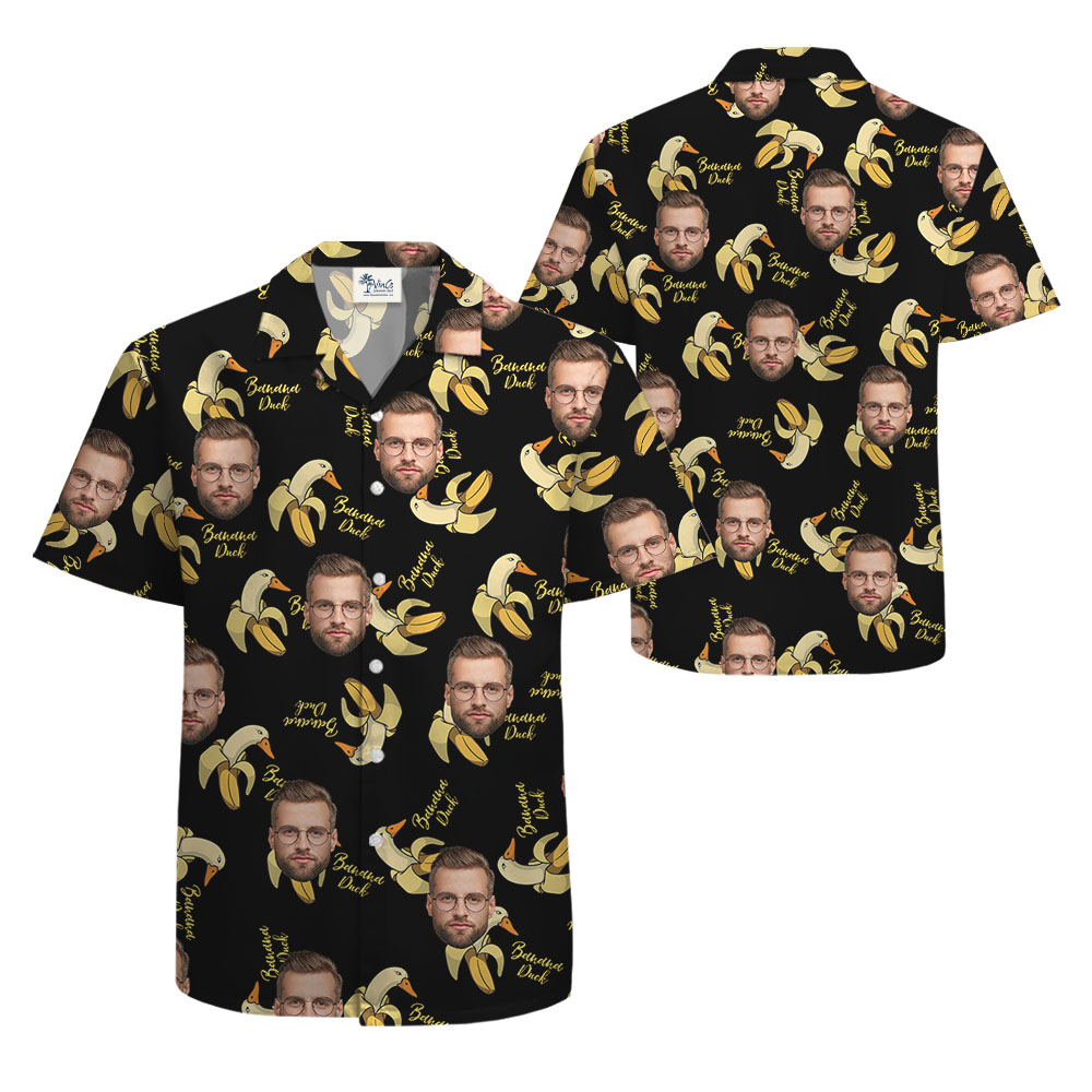 Banana Duck Black Hawaiian Shirt With Photos
