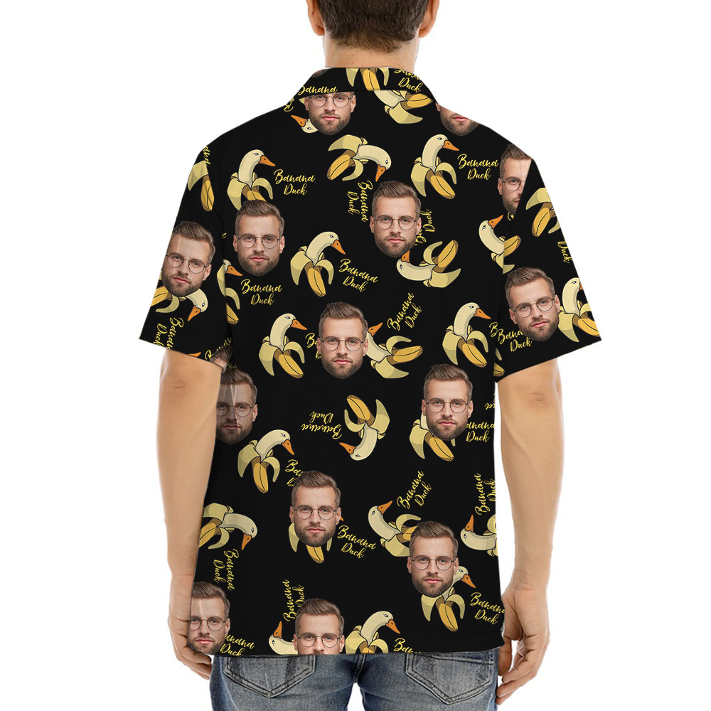 Banana Duck Black Hawaiian Shirt With Photos