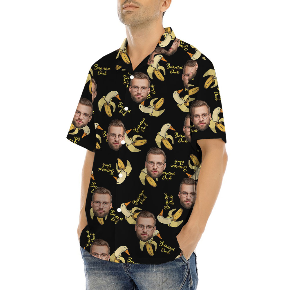 Banana Duck Black Hawaiian Shirt With Photos