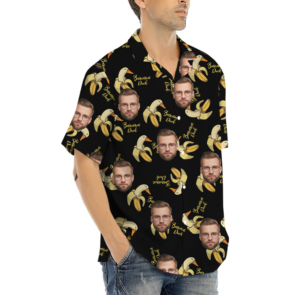 Banana Duck Black Hawaiian Shirt With Photos