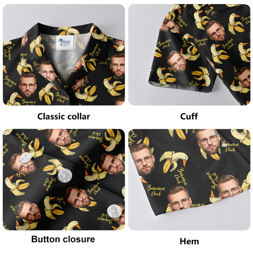 Banana Duck Black Hawaiian Shirt With Photos