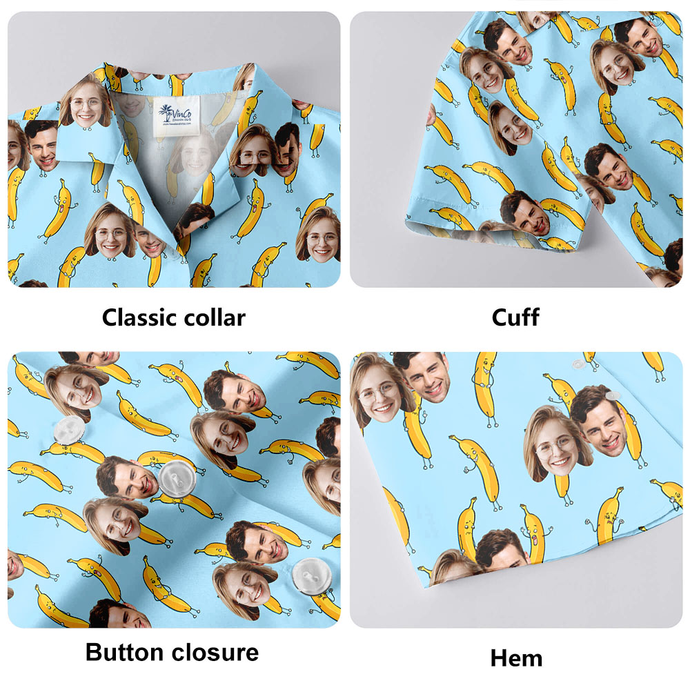 Hilarious Banana Blue Hawaiian Shirt With Up To 5 Faces