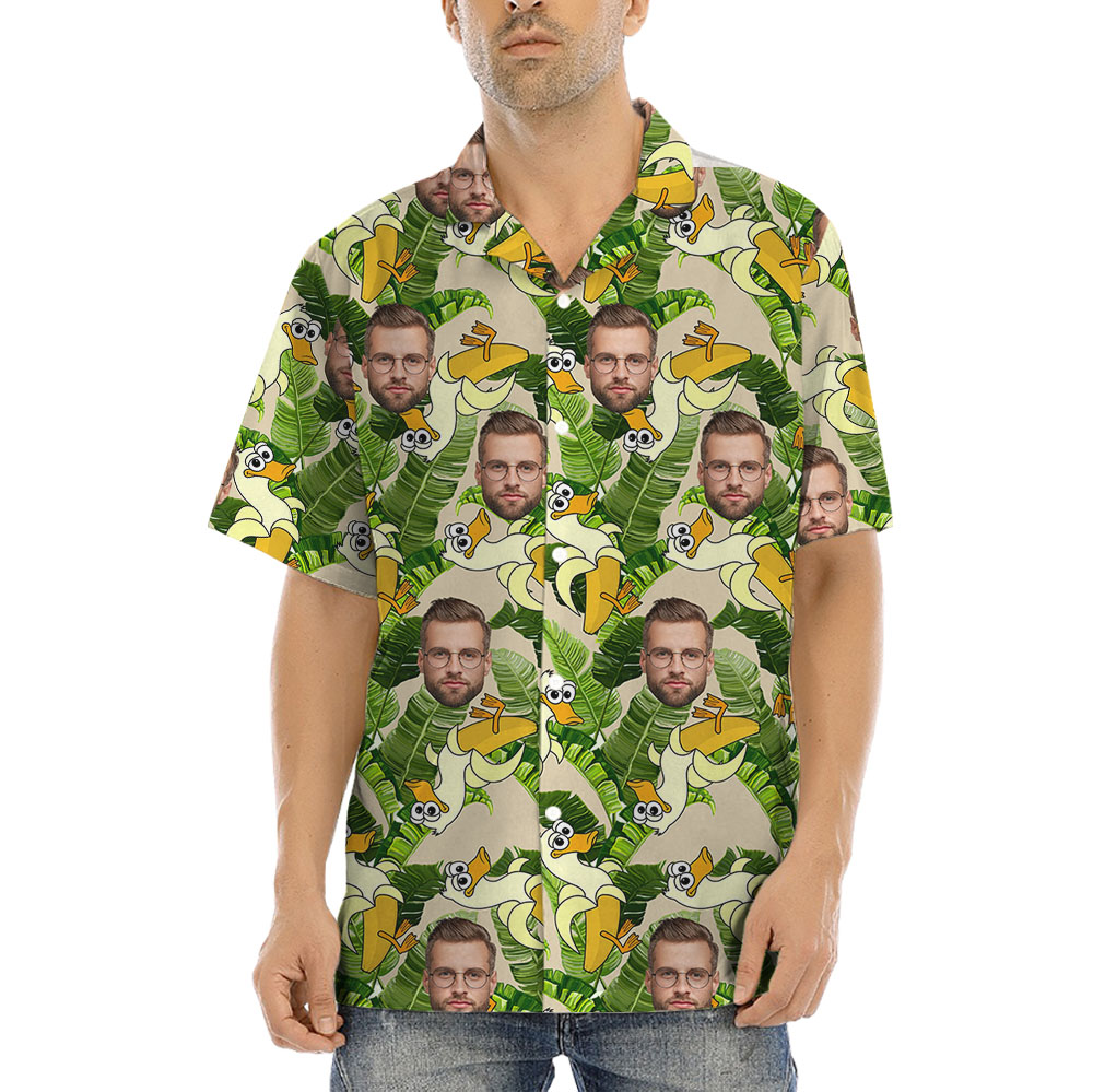 Custom 1-5 Faces Tropical Hawaiian Button Shirts With Banana Duck - variant image 1
