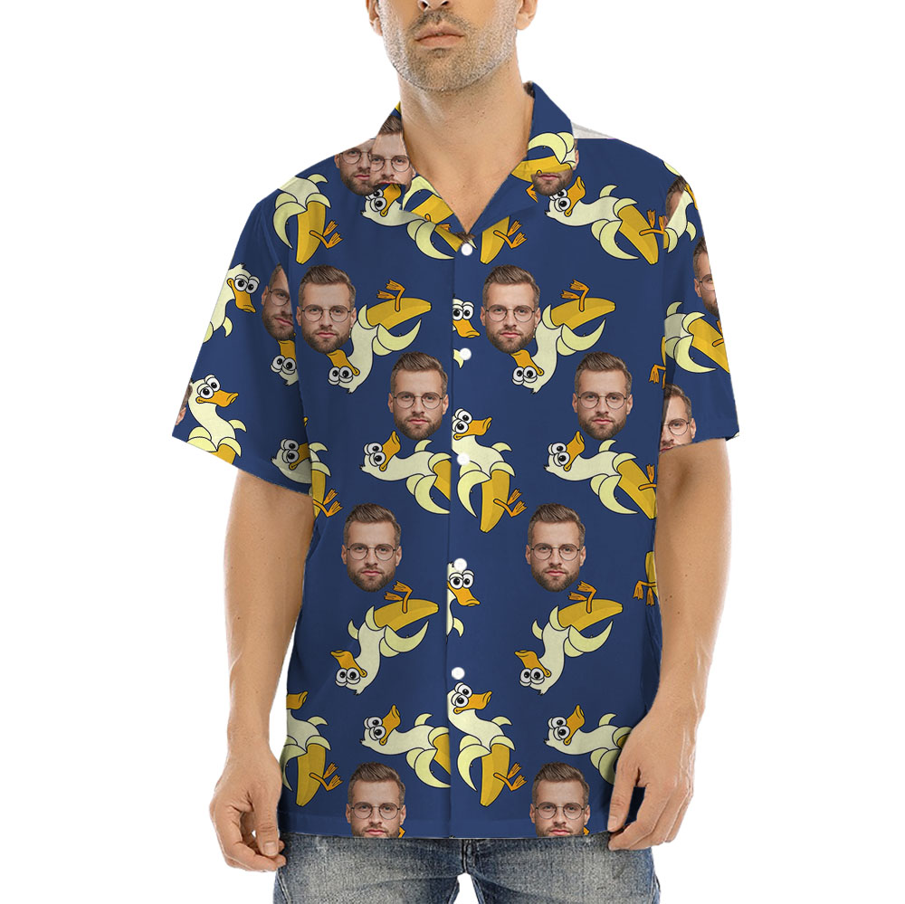 Custom Banana Duck Hawaiian Shirt With 1-5 Faces - variant image 1