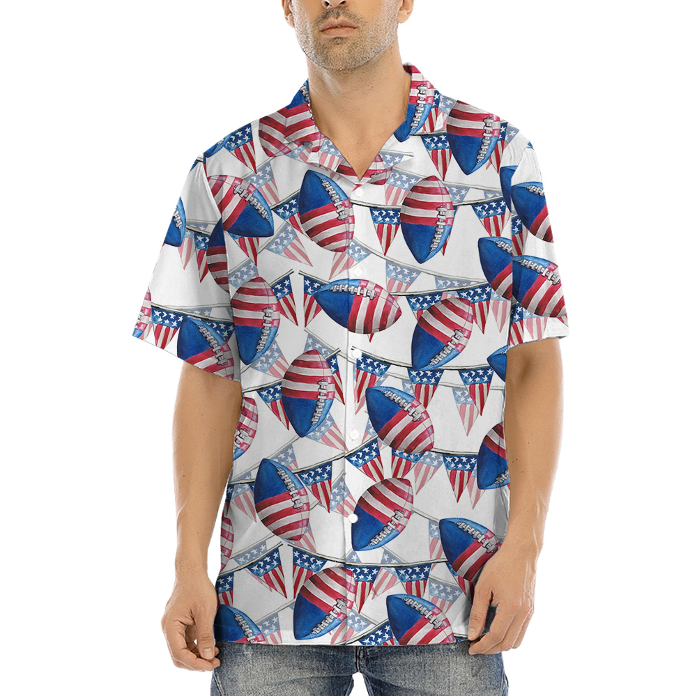 Happy Independence Day Football American Flag Hawaiian Shirt - variant image 1