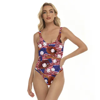 4th Of July Baseball American Flag Swimsuit For Women