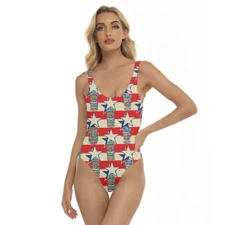Vintage Tiki 4th Of July Red Swimsuit