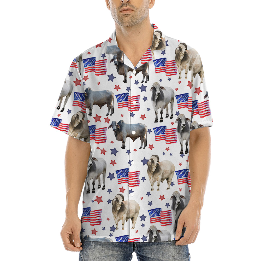 American Flag Cow Hawaiian Shirt - variant image 1