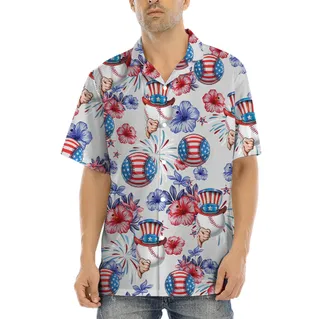 Uncle Sam Baseball American Flag Hawaiian Shirt