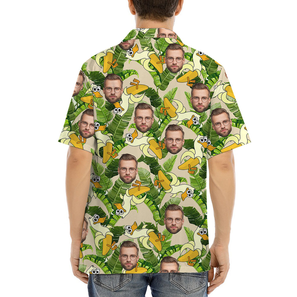 Custom 1-5 Faces Tropical Hawaiian Button Shirts With Banana Duck