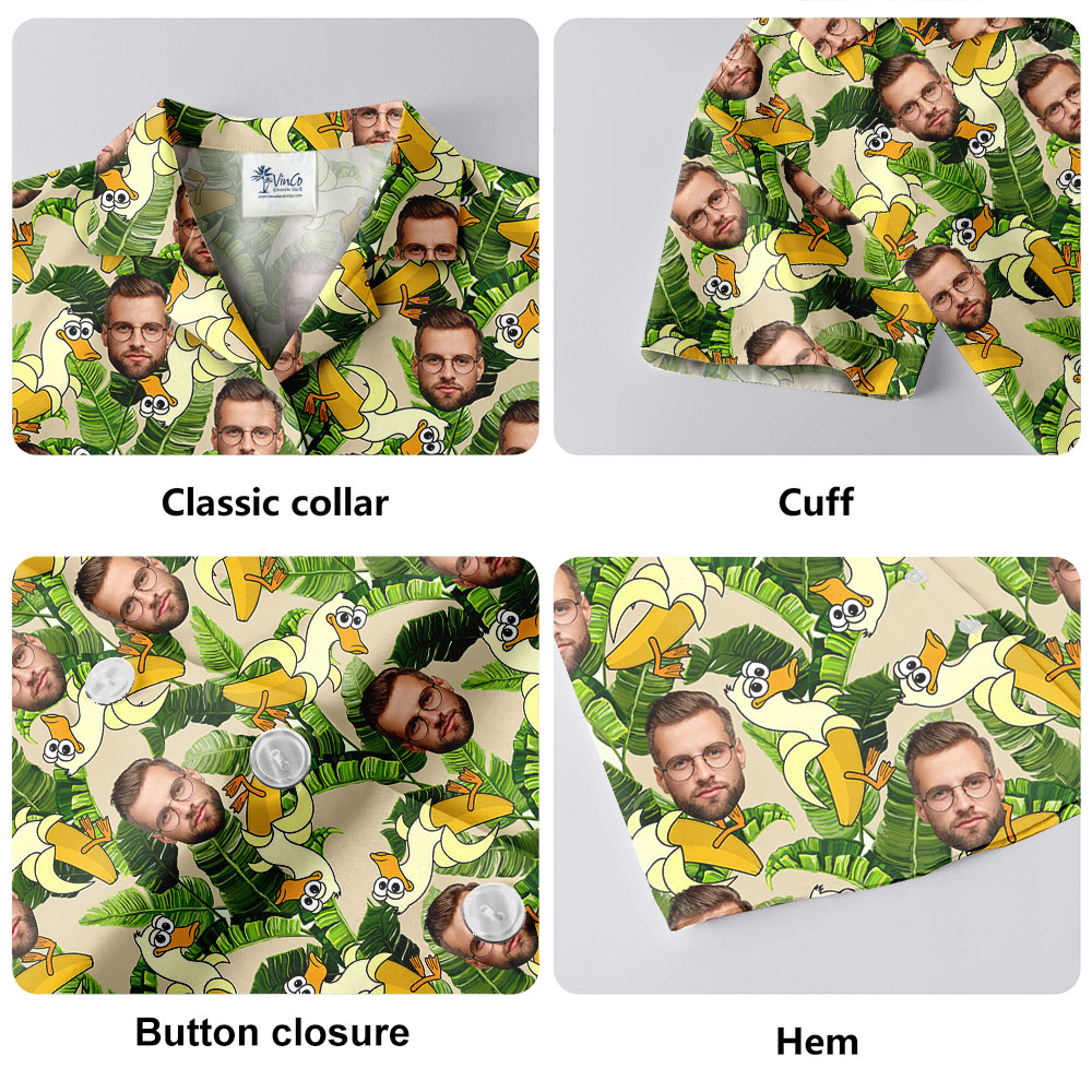Custom 1-5 Faces Tropical Hawaiian Button Shirts With Banana Duck