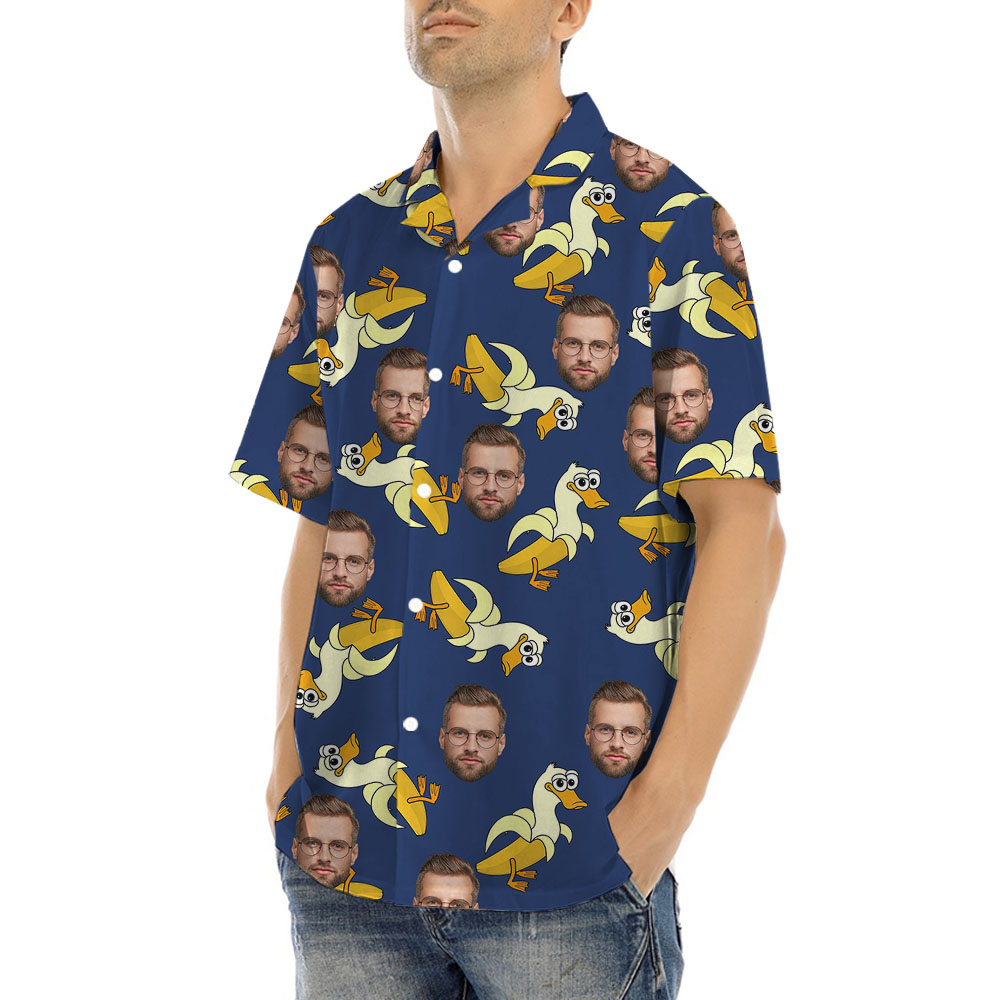 Custom Banana Duck Hawaiian Shirt With 1-5 Faces