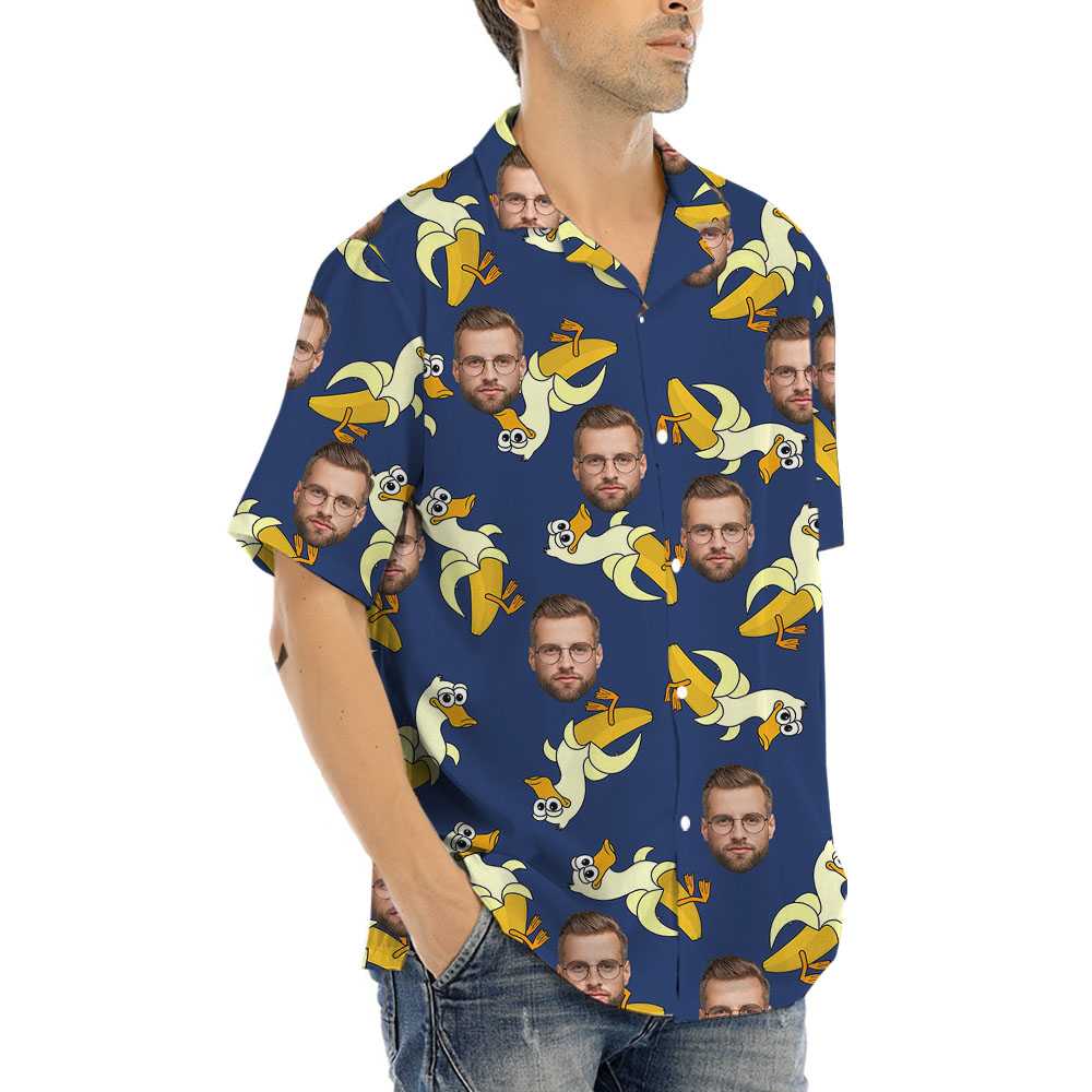 Custom Banana Duck Hawaiian Shirt With 1-5 Faces