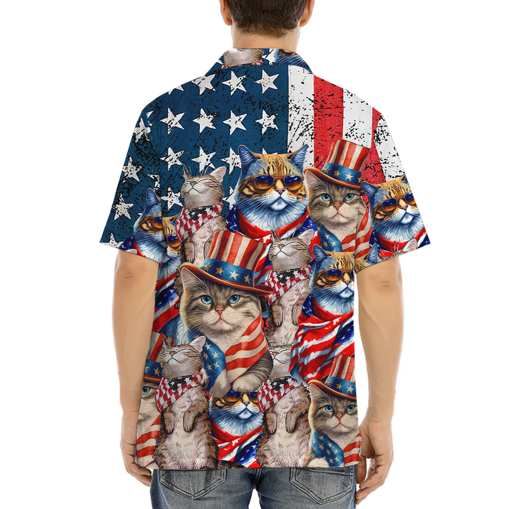 4th Of July American Flag Cat Hawaiian Shirt