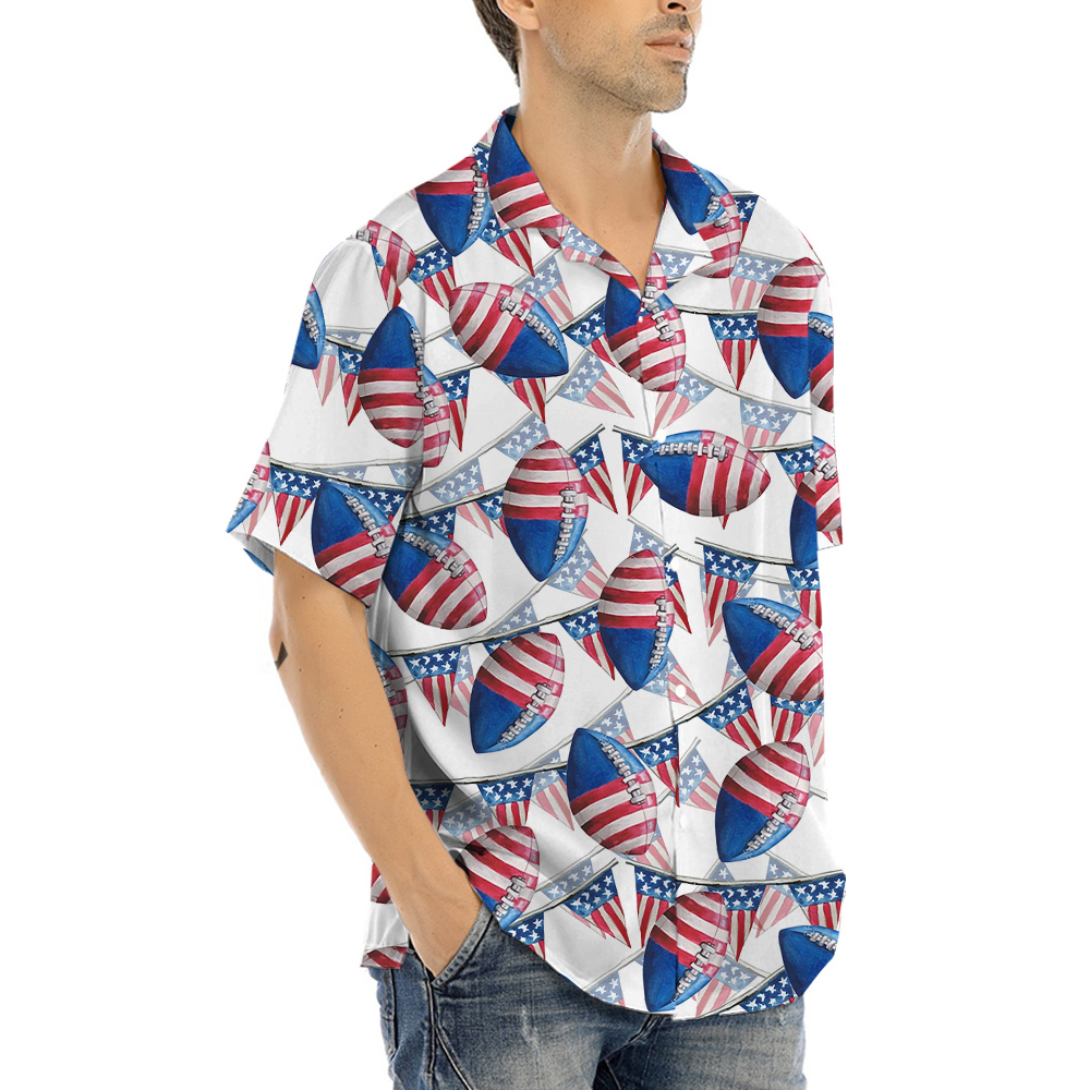 Happy Independence Day Football American Flag Hawaiian Shirt