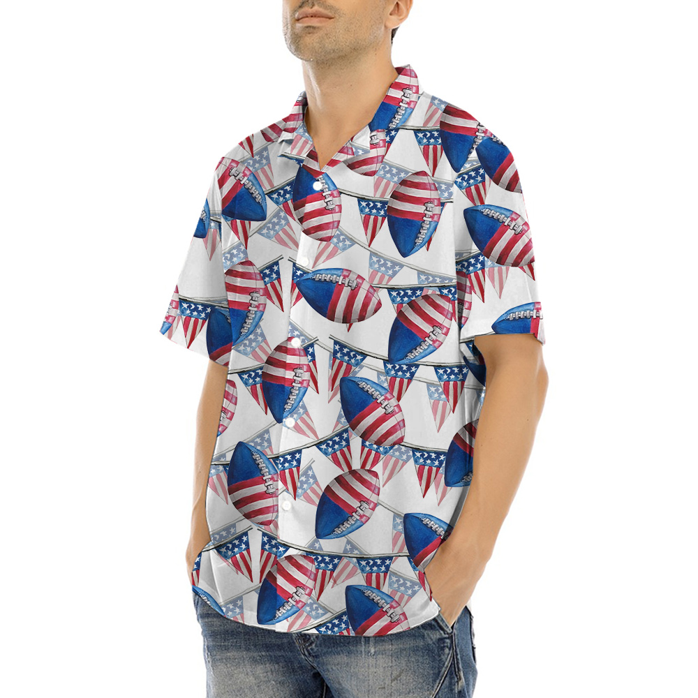 Happy Independence Day Football American Flag Hawaiian Shirt