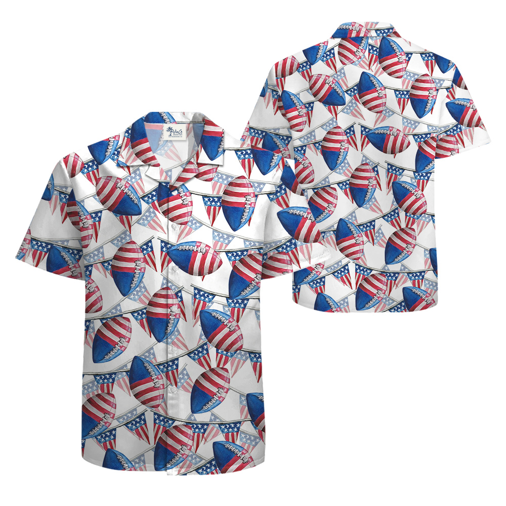Happy Independence Day Football American Flag Hawaiian Shirt