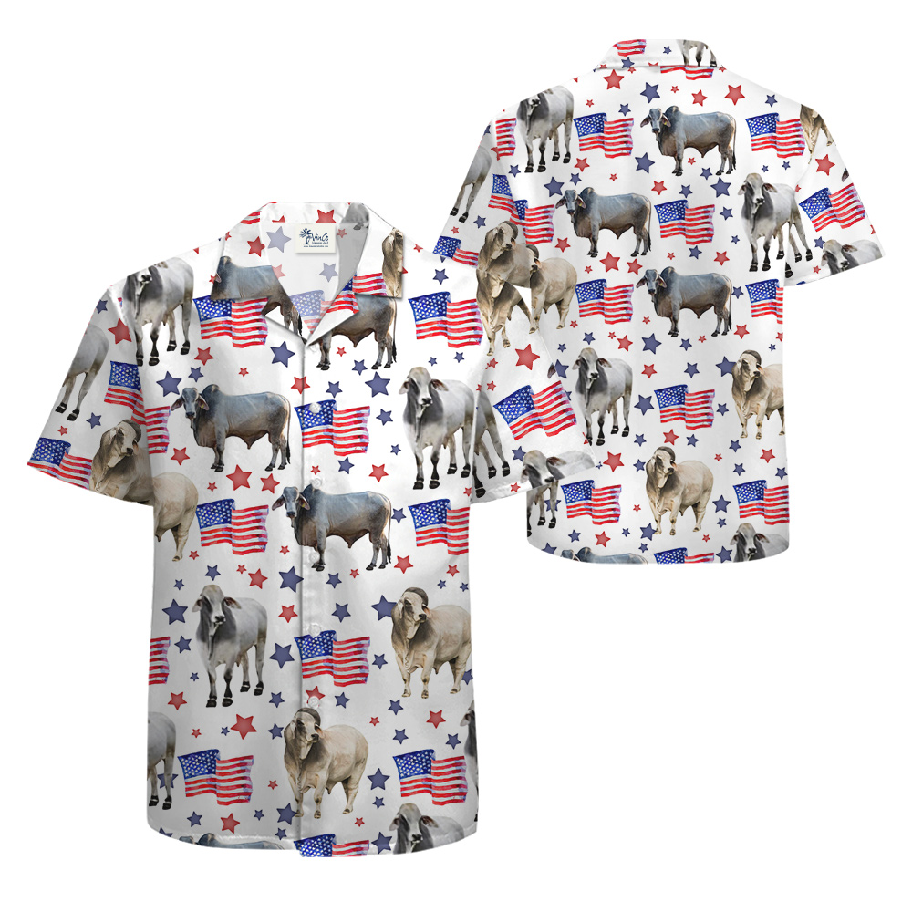 American Flag Cow Hawaiian Shirt