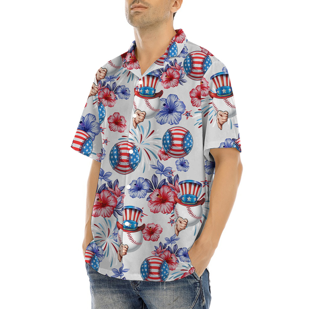 Uncle Sam Baseball American Flag Hawaiian Shirt