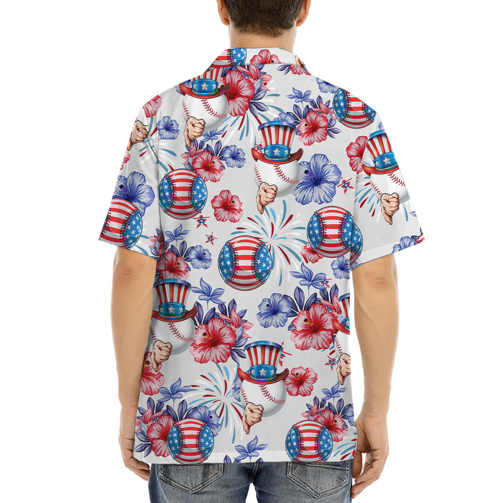 Uncle Sam Baseball American Flag Hawaiian Shirt