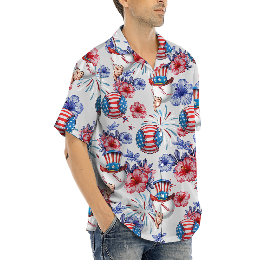 Uncle Sam Baseball American Flag Hawaiian Shirt