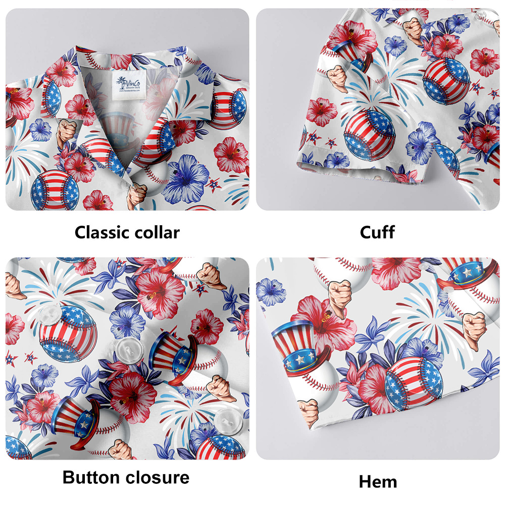 Uncle Sam Baseball American Flag Hawaiian Shirt