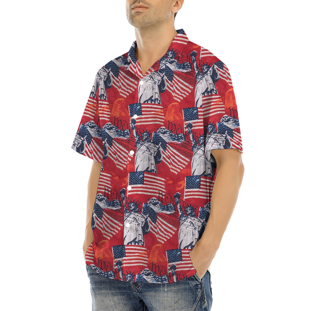 Freedom Patriotic Red Hawaiian Shirt