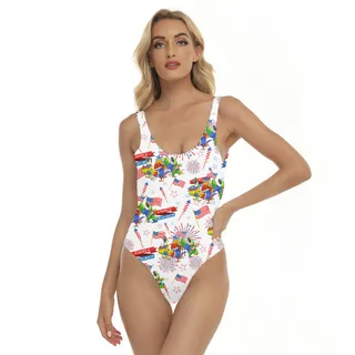 4th Of July Parrots Firework Women's Swimsuit