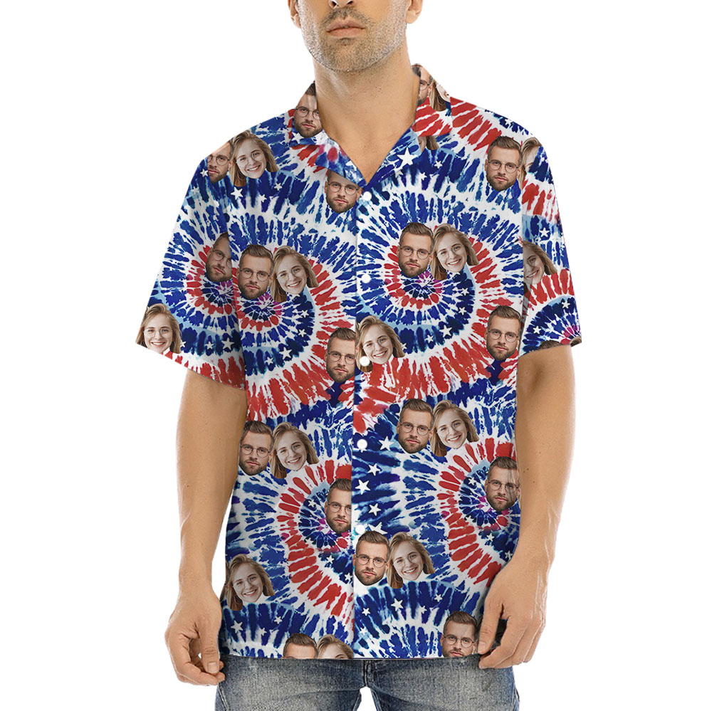 4th Of July Tie-dye Hawaiian Shirt With 1-5 Faces - variant image 1