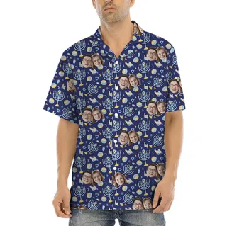 Custom Face Menorah Button Shirt
