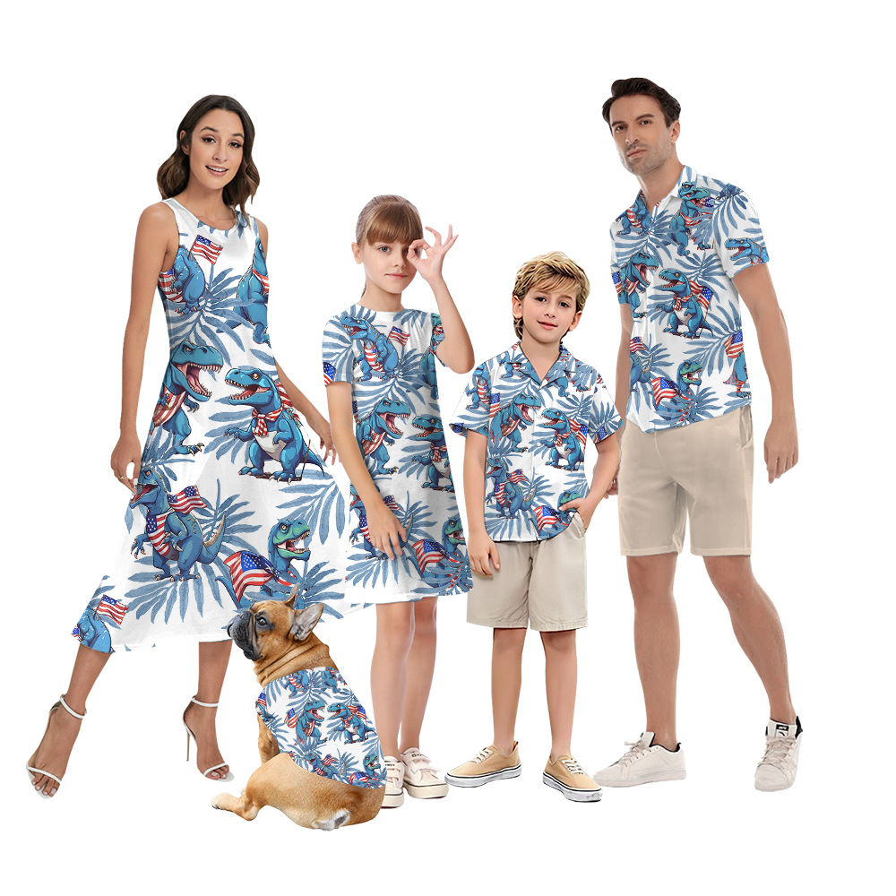 4th Of July Dinosaur Matching Family Hawaiian Outfits - variant image 1