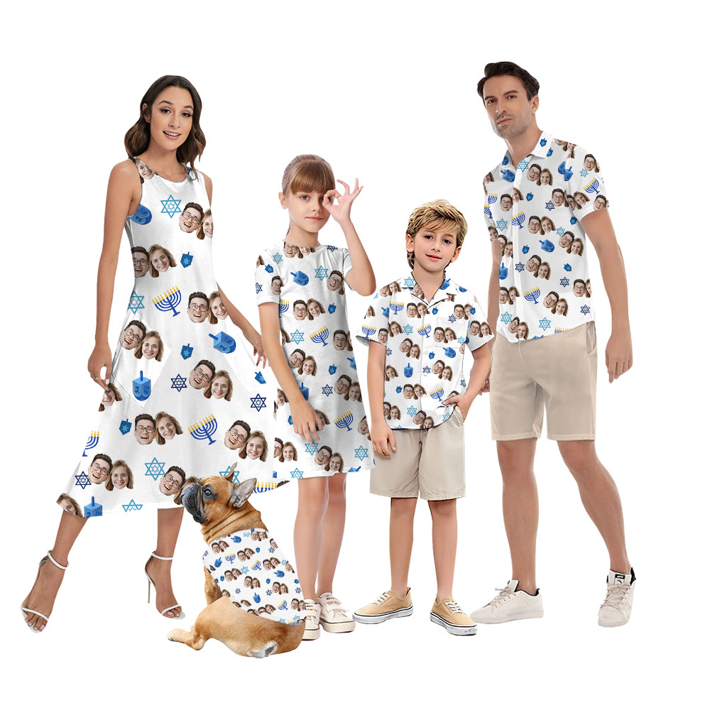 Personalized Hanukkah Matching Family Hawaiian Shirt And Dress - variant image 1
