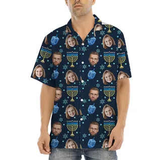 Custom Hanukkah Hawaiian Shirt With Faces