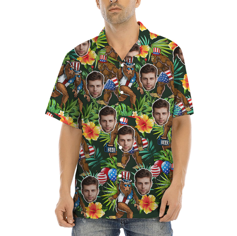 Bigfoot 4th Of July Hawaiian Shirt With 1-5 Faces - variant image 1