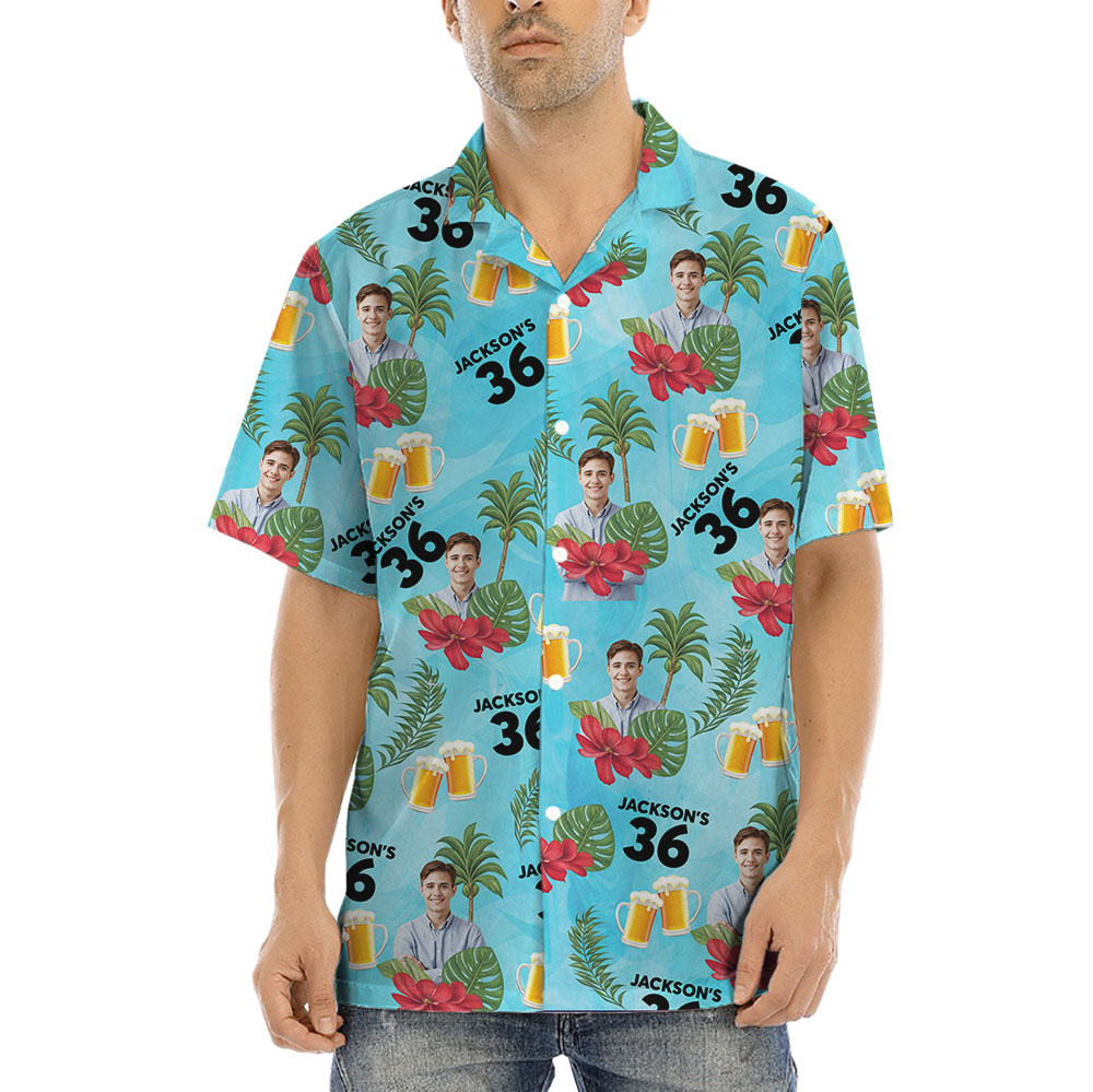 Birthday Custom Up To 5 Face Hawaiian Shirt With Beer Cheer - variant image 1
