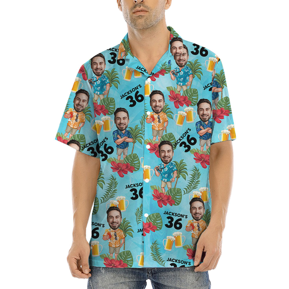 Birthday Personalized Face Hawaiian Shirt With Age - variant image 1