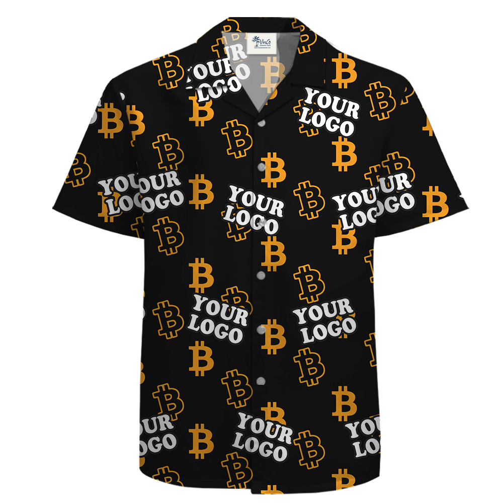 Cryptocurrency Custom Company Logo Male Cotton Hawaiian Shirt - variant image 1