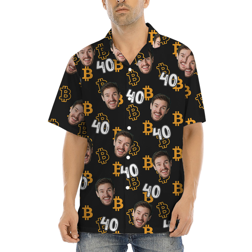 Bitcoin Themed Custom Face and Age Male Hawaiian Shirt - variant image 1