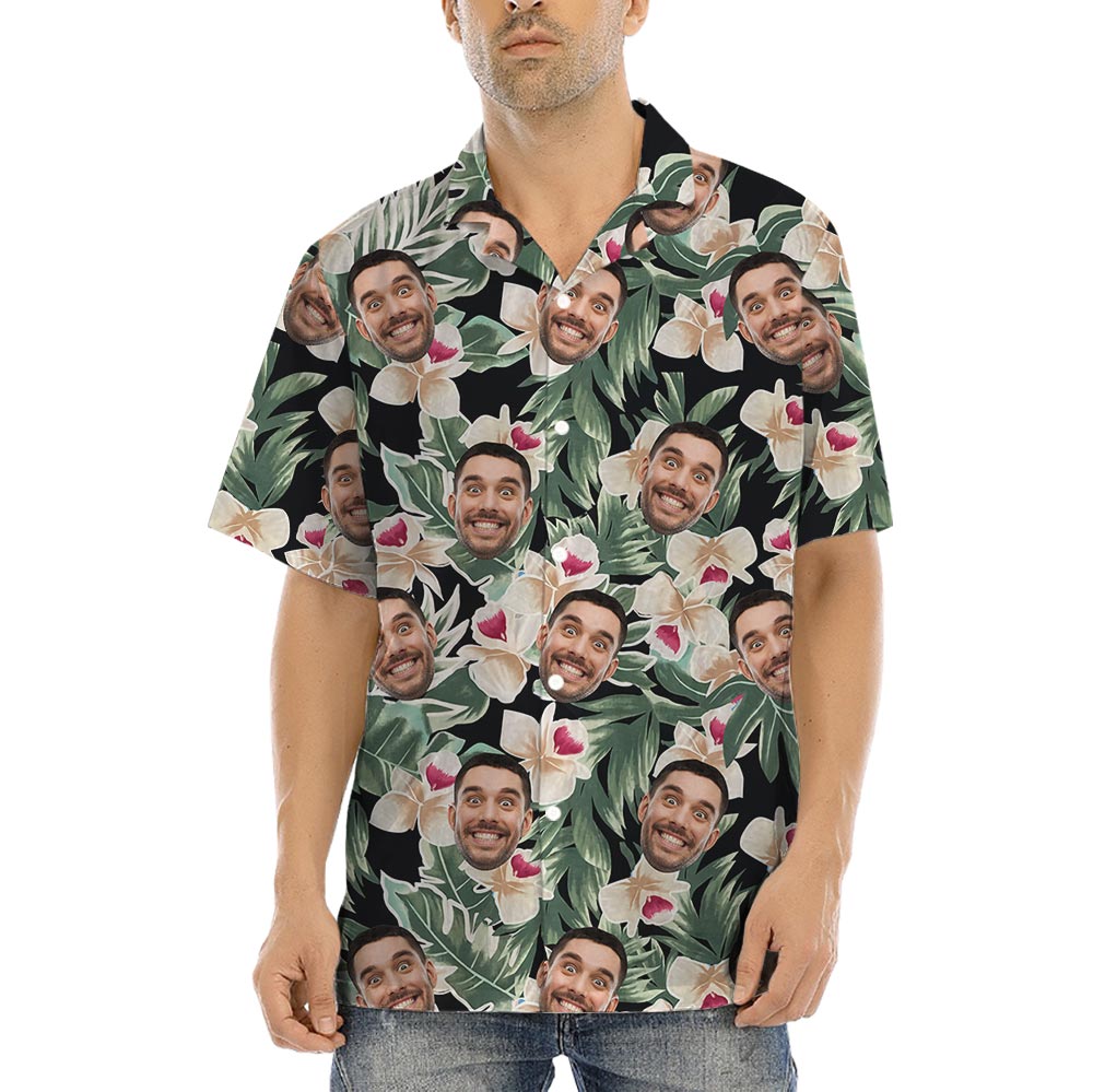 Floral Men's Custom Shirt With Different Faces - variant image 1
