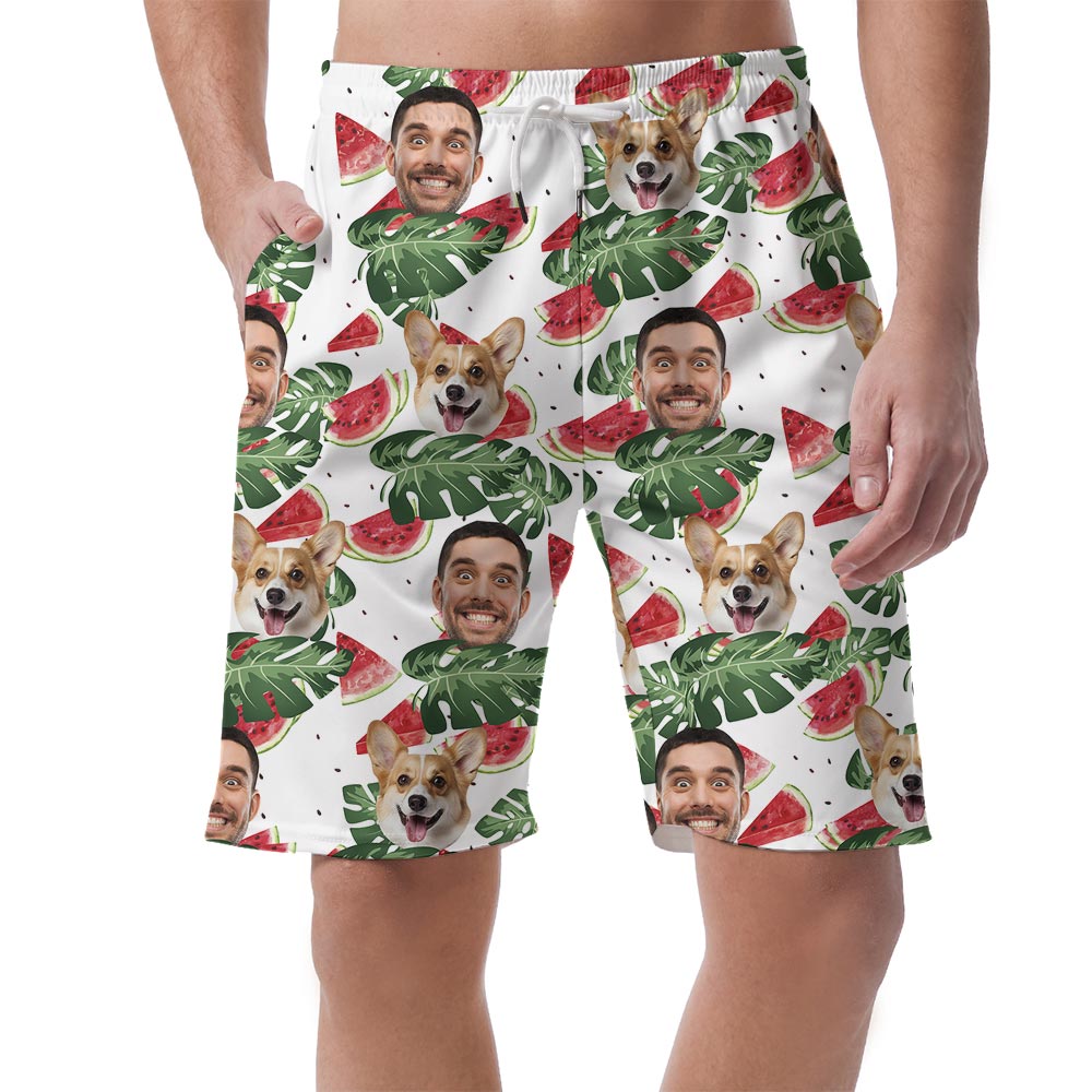 Custom Melon Tropical Men's Shorts With Dog And Owner - variant image 1