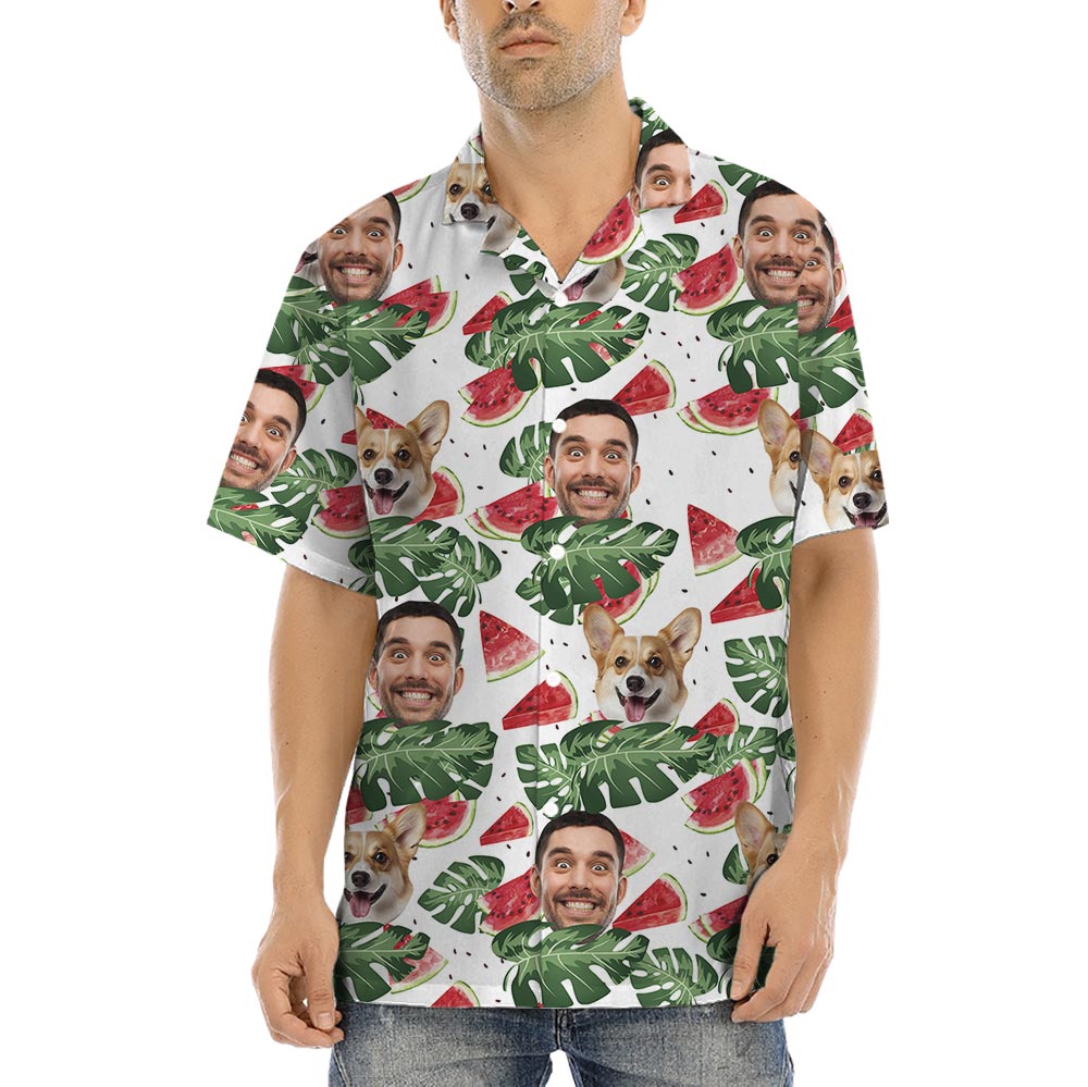 Custom Watermelon Printed Hawaiian Shirts With Your Photo And Pets - variant image 1