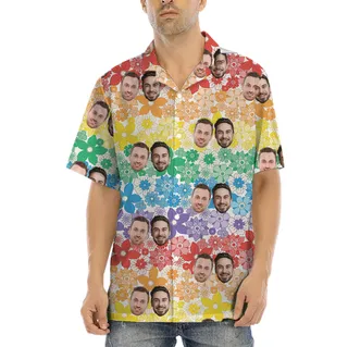 Pride Button Up Shirt With 1-5 Faces