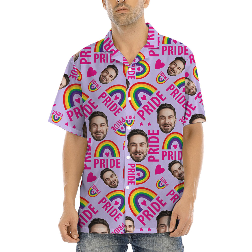 Pride Rainbow Custom Face Hawaiian Shirt - variant image 1