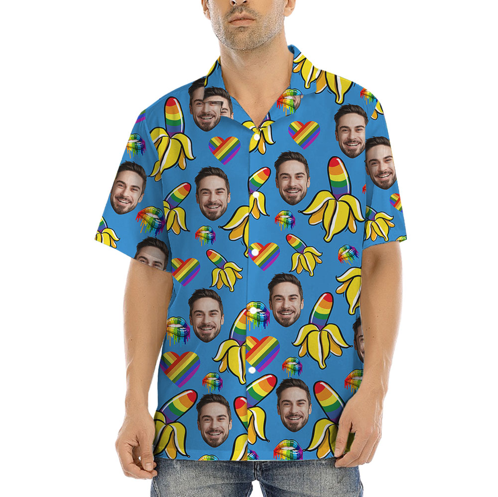 Custom Face LGBT Banana Hawaiian Shirt - variant image 1